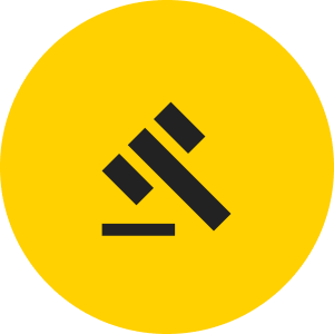 Gavel Icon Yellow Circle